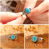 AVECON Adjustable Turquoise Rings for Women, Size 6-9