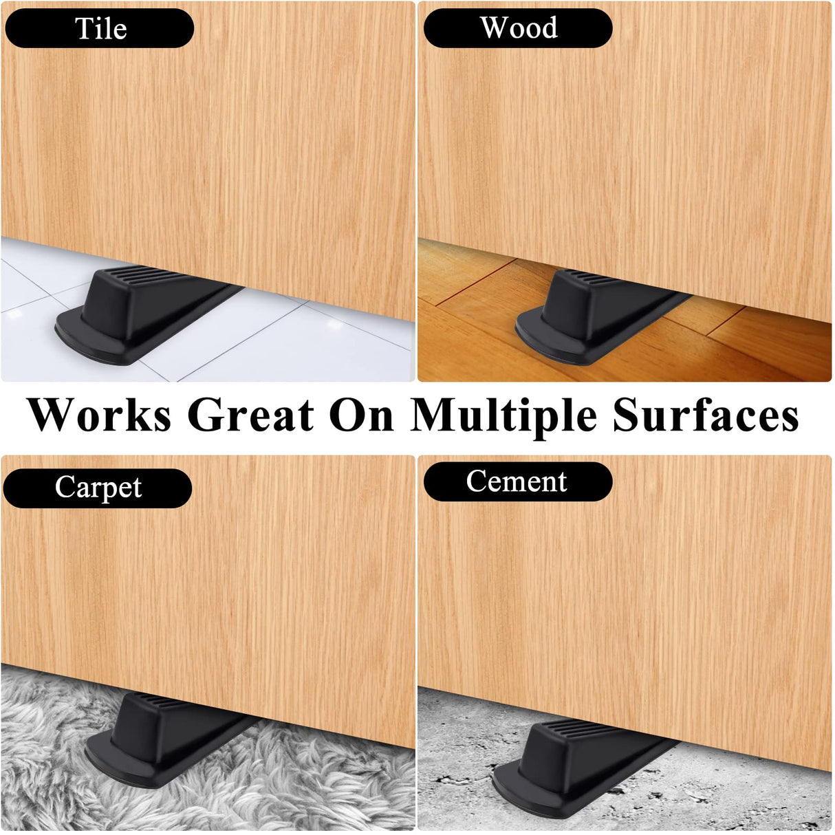12 Pack Door Stoppers for Bottom of Door, 4.8x2.2x1.3in Door Stops, Rubber Door Stopper Wedge, Sturdy Stackable Door Stops for Floor