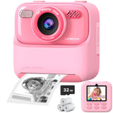 Kids Instant Digital Cameras for Boys and Girls, 1080P HD Dual-Lens Selfie Digital Camera with Print Paper & 32G Card, Christmas Birthday Gifts Toys for Toddler and Teenagers Age 3-16 Years Old