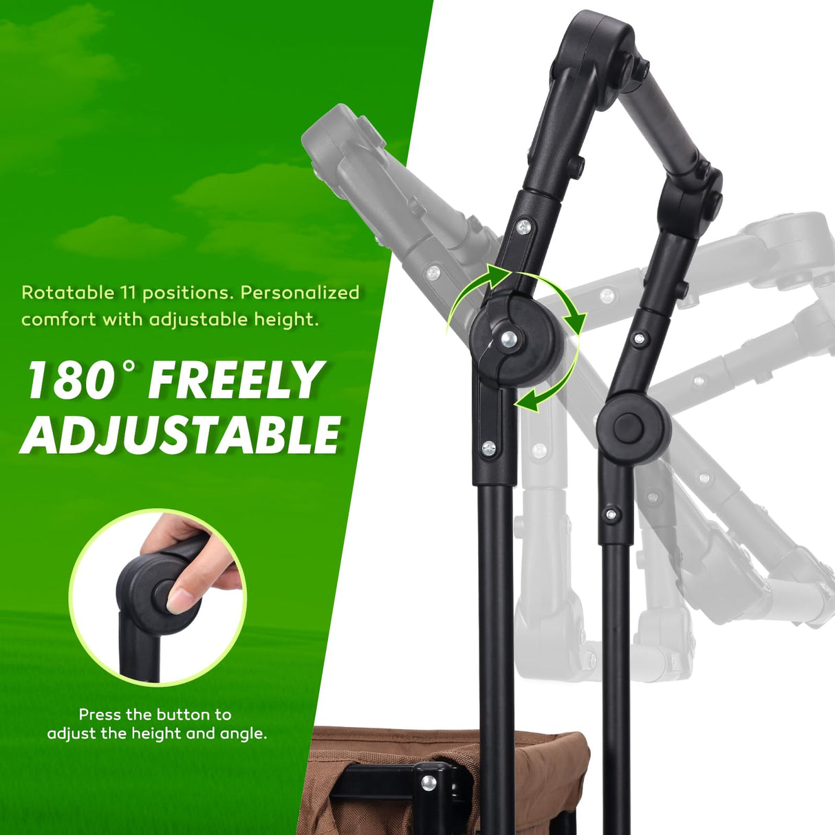 Gifeerory Universal Folding Wagon Push Handle Attachment for Camping Wagons/Strollers/Beach Carts,Upgraded Adjustable Wagon Handle Kit for Metal Round & Square Frame
