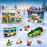 CUBIMANA 2025 Christmas Gingerbread House Village Building Set with Light - 1993PCS Holiday Snow Village Mini Building Blocks Toy with Bus & Pickup Truck Xmas Gifts for Adults Kids Boys Girls Age 12+