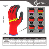Evridwear Crinkle Latex Rubber Hand Coated Safety Work Gloves for Men Women General Multi Use Construction Warehouse Gardening Assembly Landscaping,Red Small 12 Pairs Pack