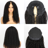 Domiso Curly V Part Wig Human Hair Upgrade U Part Wigs Human Hair Wigs for Black Women Human Hair Glueless V Shape Wigs Kinky Curly Wigs No Leave Out 180% Density Natural Color 18 Inch