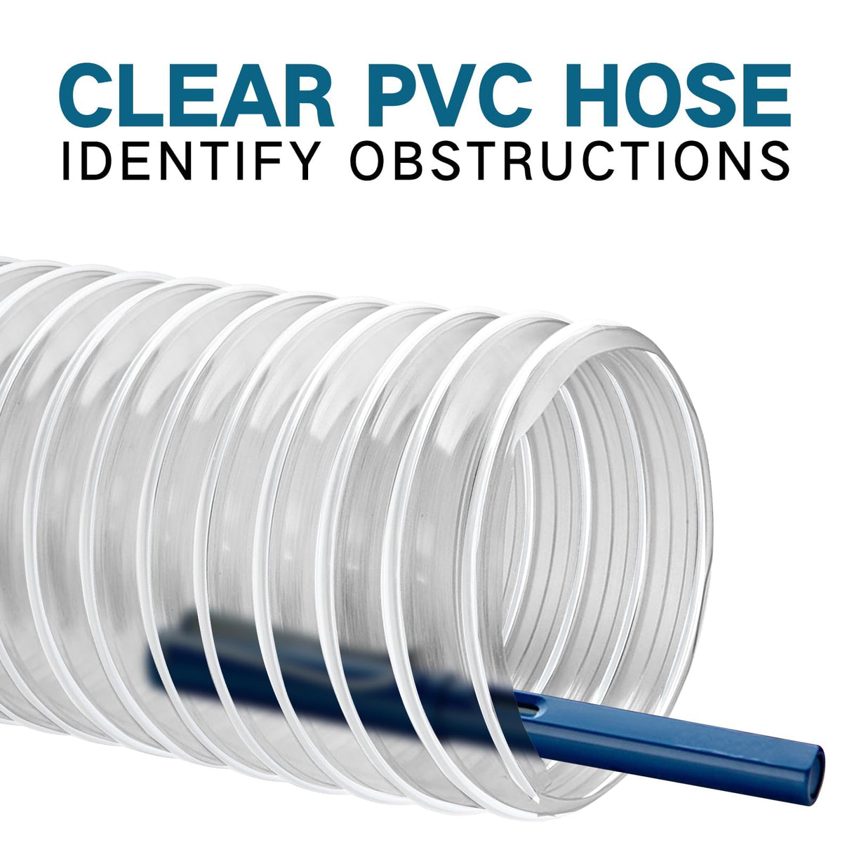 Qucship PVC Dust Collection Hose 4" x 10', Puncture-Resistant, Flexible Clear PVC Fume Hose with Carbon Steel Wire Coil for Dust Collection Systems