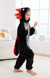 CuteOn Black-Red Axolotl Onesie Kids Animal Pajamas for Boys Girls Halloween Christmas Costume Cosplay Sleepwear Height for 140cm