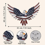 24" Large American Flag Bald Eagle Metal Wall Art, Patriotic Wall Decor
