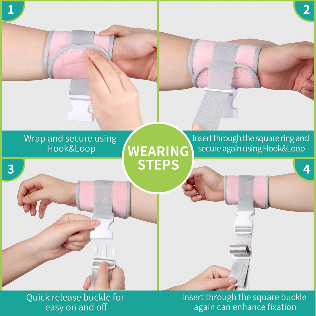 lefeke Patient Medical Restraints with Quick Release Buckles, Bed Restraints Belts for Wrists and Ankles, Limb Holder Movement Limited Ties for Hands and Legs（4 Pcs Pink）