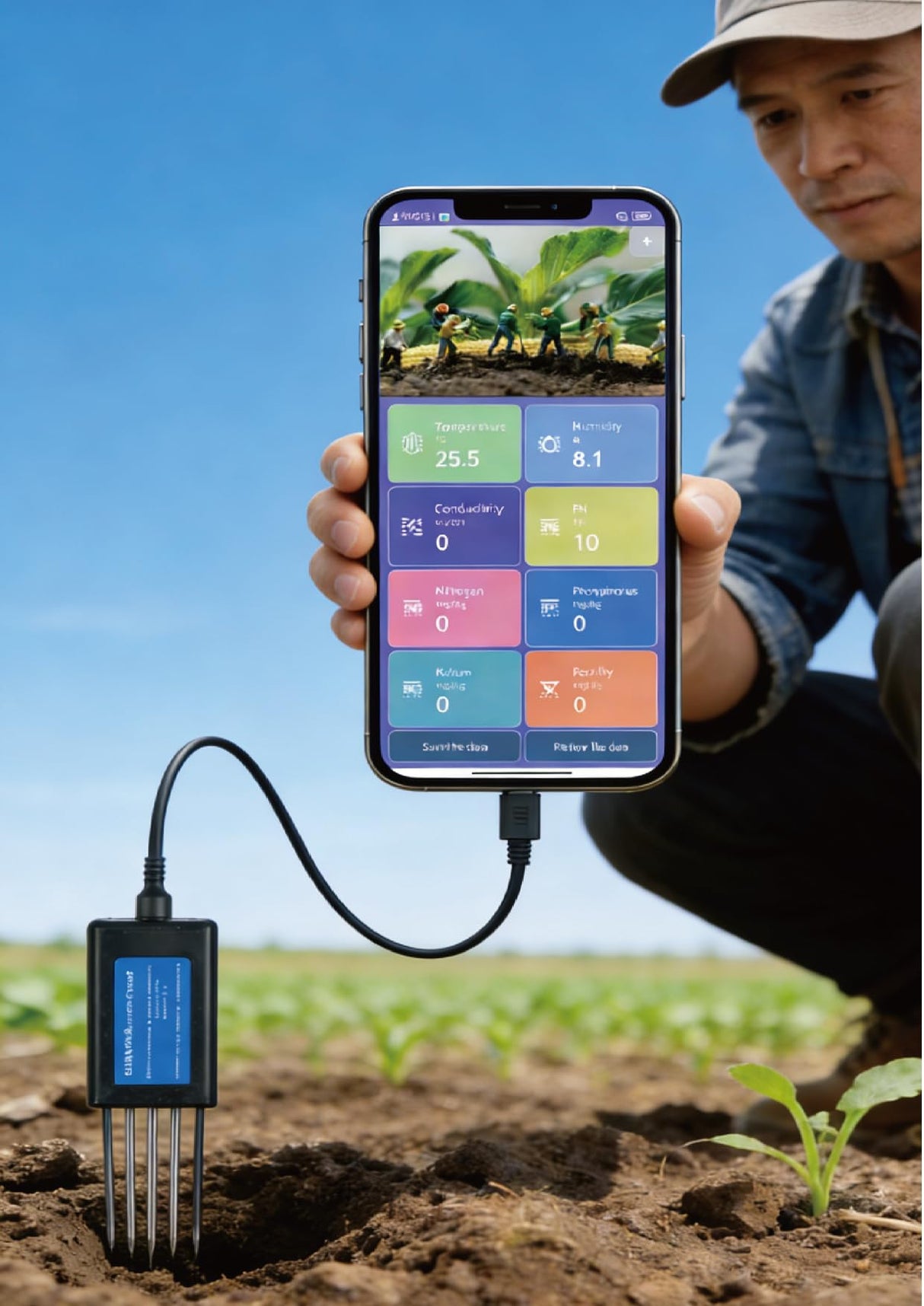 8 in 1 Soil Tester, Nitrogen, Phosphorus, Potassium Npk Tester, Ph, Moisture, Nutrient Conductivity, Ec Meter,High Accuracy Digital Sensitive,Soil Fertility Test