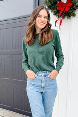 Arach&Cloz Womens Spring Tops 2024 Trendy Fashion Long Sleeve Shirt Knit Christmas Sweater Dressy Casual Clothes Green