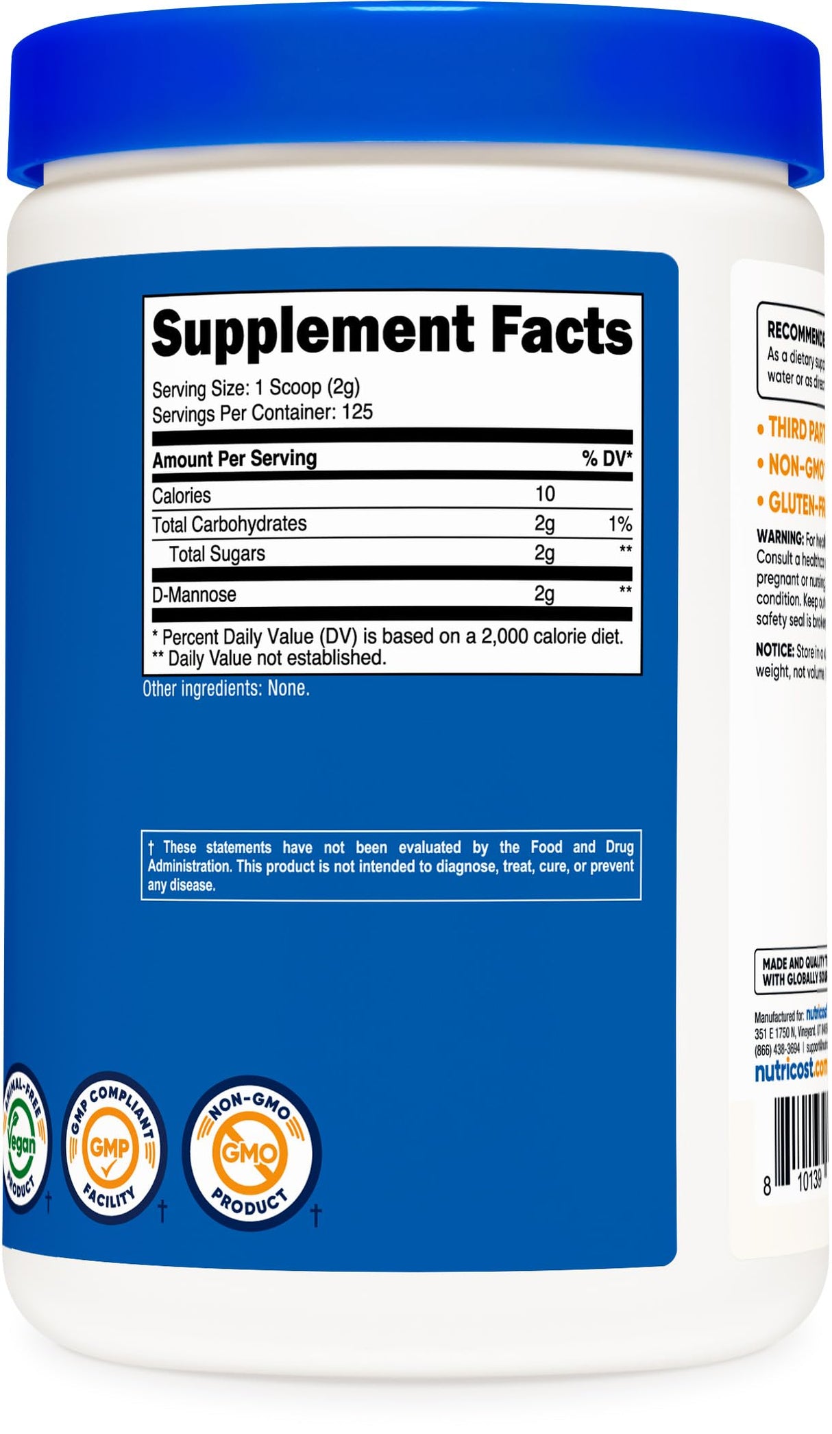 Nutricost D-Mannose Powder 250 Grams - Non-GMO and Gluten Free