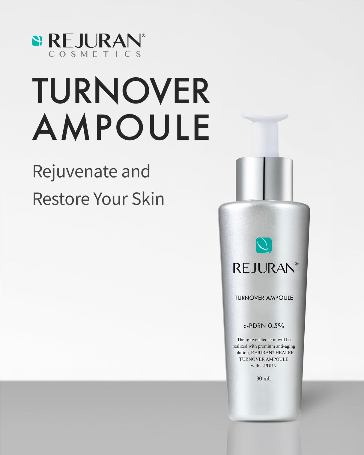 REJURAN® Turnover Ampoule, c-PDRN® – Anti-Aging Face Serum for Firmness, Radiance & Youthful Glow with Salmon DNA. Korean Skin Care, Clinically Developed (1.01 fl oz)