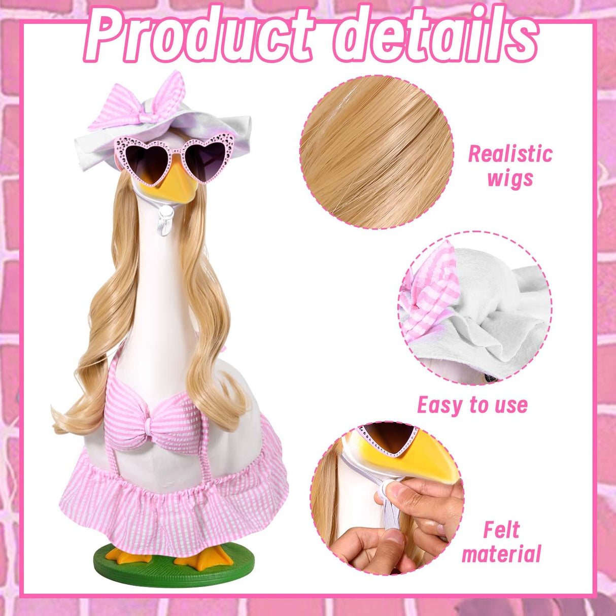 JcHrmers Bikini Goose Outfit Summer Porch Goose Outfits Hawaiian Lawn Goose Clothes Fits 23" Cement Plastic Goose Statue for Summer Outdoor Garden Yard Patio Art Decor