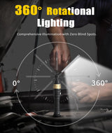HOTLIGH Rechaegeable Work Light, 5000mAh Magnetic Flashlight with 360° Rotate Foldable Design, 1200 Lumens Led Work Light, Mechanic Light for Car Repairing/Emergency