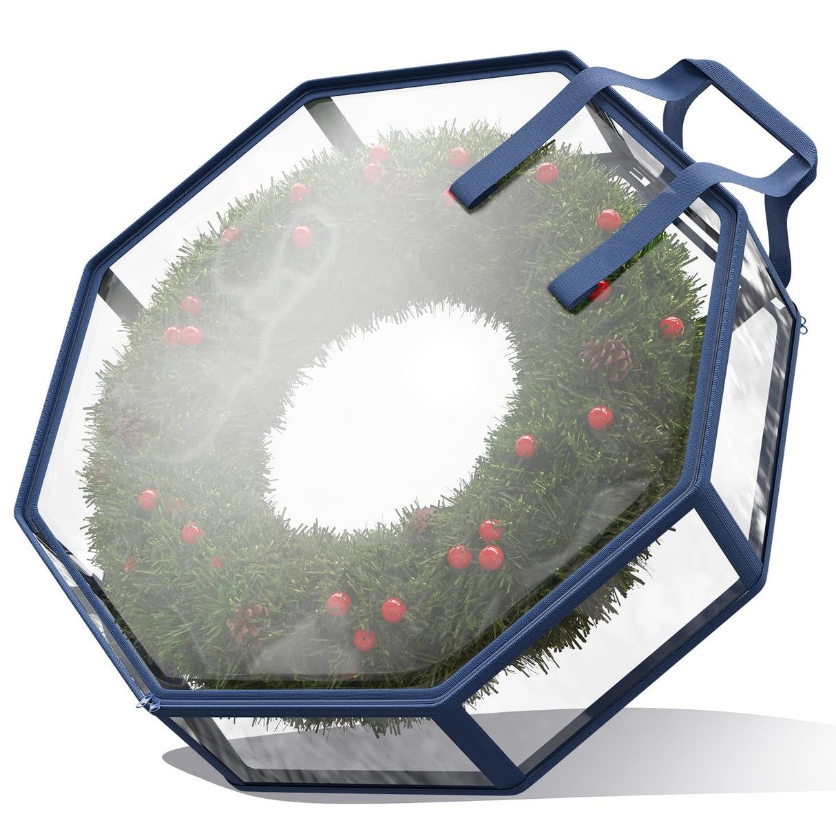 Hearth & Harbor Wreath Storage Container - Clear Christmas Wreath Storage Bag, Dual Zipper and Handles - 30" Premium Wreath Storage Organizer Box