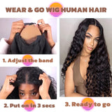 Ksfull Deep Wave Lace Front Human Hair Wigs for Black Women 5x5 Hd Lace Closure Wig Curly Human Hair Pre Cut Wear and Go Glueless Wet and Wavy Wigs Pre Plucked 180% Density Natural Color 22 inch
