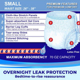 LivDry Adult S Incontinence Underwear, Overnight Comfort Absorbency, Leak Protection, Small, 72-Pack