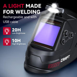 ARCCAPTAIN Large View 3.94" x 3.66" True Color Auto Darkening Welding Helmet with Light, Solar Powered Welding Hood, 4 Arc Sensor Wide Shade 4/5-9/9-13 for Stick MIG TIG Cut