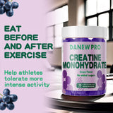 DANEW Pro Creatine Monohydrate Gummies 5000mg for Men & Women, Creatine Monohydrate for Muscle Strength, Muscle Builder, Energy Boost, Pre-Workout Supplement(120 Count)-Grape Flavor