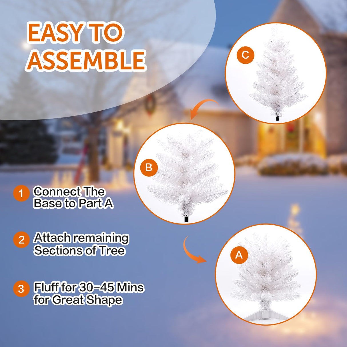 Santanelo 4ft Lighted Artificial White Christmas Tree with Light, Small Artificial Xmas Tree, Not Pre-lit White Pine mini Trees with Lights for Home, Office, and Xmas Party Décor