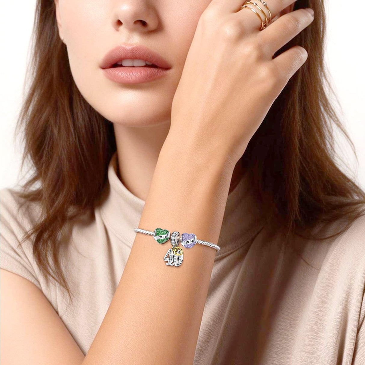 DALARAN Birthstone Charms for Pandora Bracelet 925 Sterling Silver Heart Bead Happy Birthday Present for Women (Jun Birthstone Charm-box)