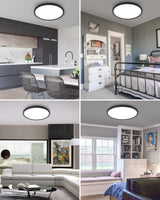 hepside 2PACK Flush Mount LED Ceiling Light Fixture Black, 12Inch 28Watt, Dimmable & 3000K-4500K-6000K Ceiling Lamp 3200LM Low Profile Ceiling Light for Kitchen Bedroom Hallway Porch