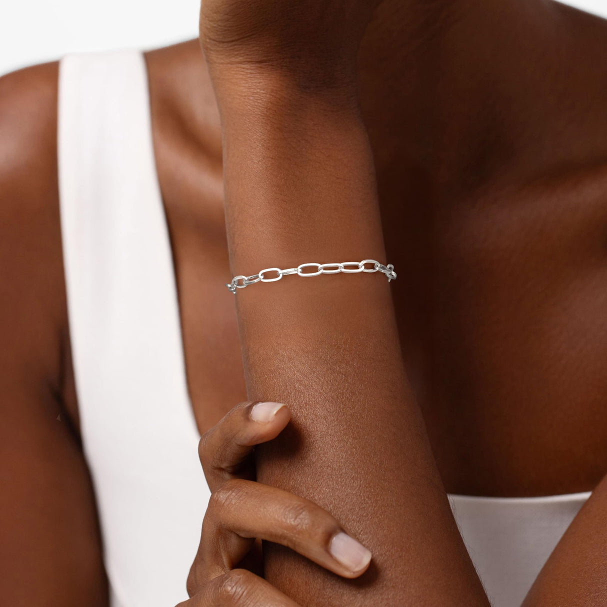 Treasure Bender S925 Sterling Silver Paperclip Chain Bracelets 7inches
