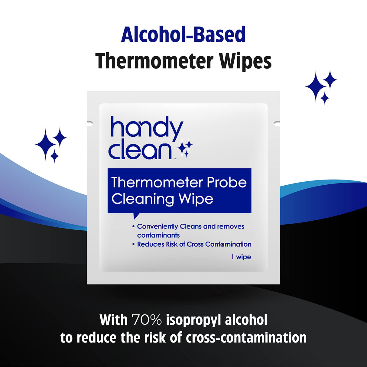 HandyClean Thermometer Cleaning Wipes, 70% Isopropyl Alcohol, Wipes for Probe Thermometer, 1000 ct of 2 x 1 inches Individually Wrapped Wipes