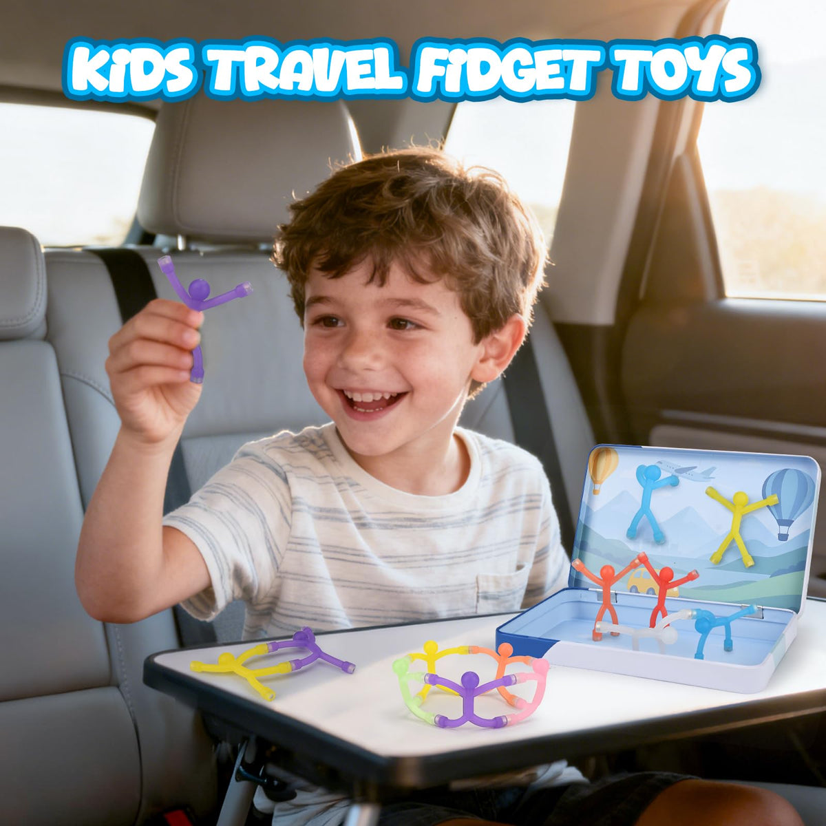 20Pcs Magnetic Travel Toys, Magnets Men for Kids with Portable Metal Box