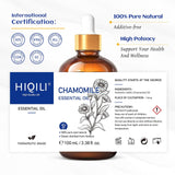 HIQILI 100ML Chamomile Essential Oil, Pure & Natural Chamomile Oil for Diffueser, Skin, Soap, Shampoo - 3.38 Fl Oz