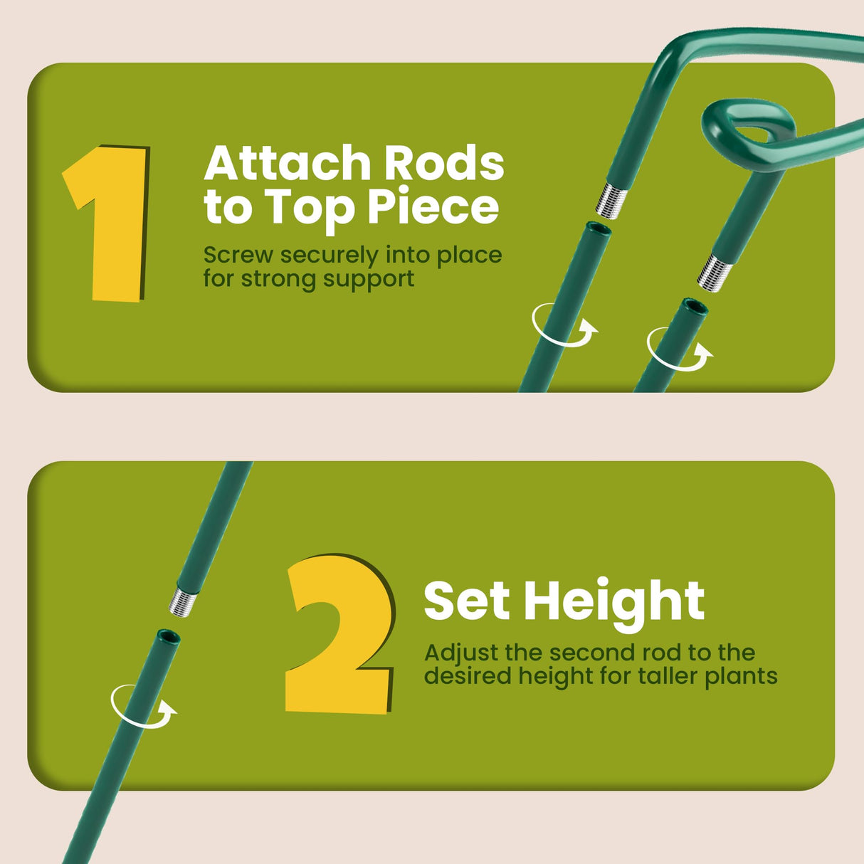 6 Pack Plant Support Stakes – Tall Plant Stakes for Indoor and Outdoor Gardens - Peony Cages and Supports - Cage Rings for Potted Flowers, Peony, Hydrangea, and Rose Bush (10" W x 16" - 24" H)