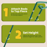 6 Pack Plant Support Stakes – Tall Plant Stakes for Indoor and Outdoor Gardens - Peony Cages and Supports - Cage Rings for Potted Flowers, Peony, Hydrangea, and Rose Bush (10" W x 16" - 24" H)