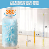 Senowi 40 Count 360° Heavy Duty Duster Refills Compatible with Swiffer,Large Size-Extra Thick Disposable Electrostatic Duster Refill with 1 Retractable Handle(35-inch Length Fully expanded)