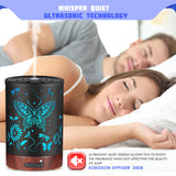 Metal Essential Oils Diffuser 150ML Christmas Aromatherapy Diffuser Cool Mist Humidifier with 7 Colors Lights Waterless Auto Off Air Diffusers as Gifts for Mom(Butterfly)