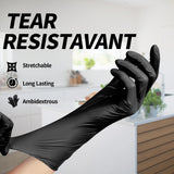 Basic Disposable Medical Synmax Vinyl Exam Gloves - 4 mil Safty Glove 1000pcs - Latex-Free & Powder - SGBE 8003, Large (Case of 1000, Black)