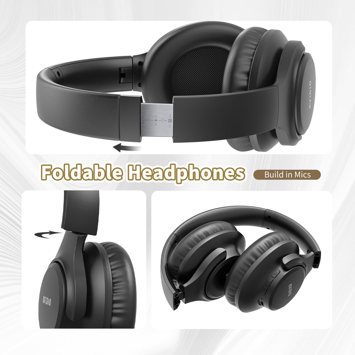 KVIDIO Bluetooth Headphones Wireless Over Ear Headsets 65H Playtime