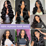 32 Inch Body Wave Lace Front Wigs Human Hair Pre Plucked With Bleached Knots 13x6 HD Lace Frontal Human Hair Wigs 200 Density Natural Color Human Hair Wig