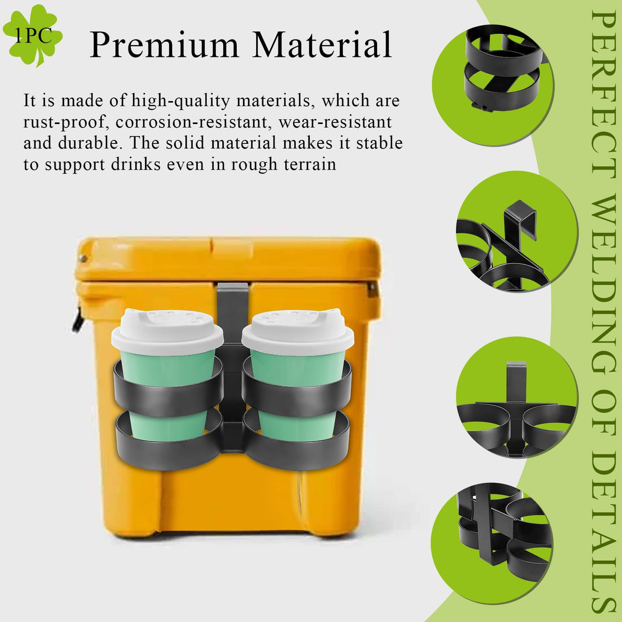 Cooler Beverage Holder fits YETI Tundra & RTIC Coolers, 3.4" D