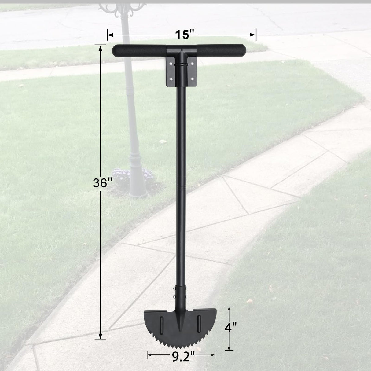 Oliynedy Lawn Edger Tool, Manual Grass Edger Long Handle 36 inch, Steel Hand Saw-Tooth Border Half Moon Edger Shovel for Yard, Garden, Landscaping, Sidewalk, Cable Burying