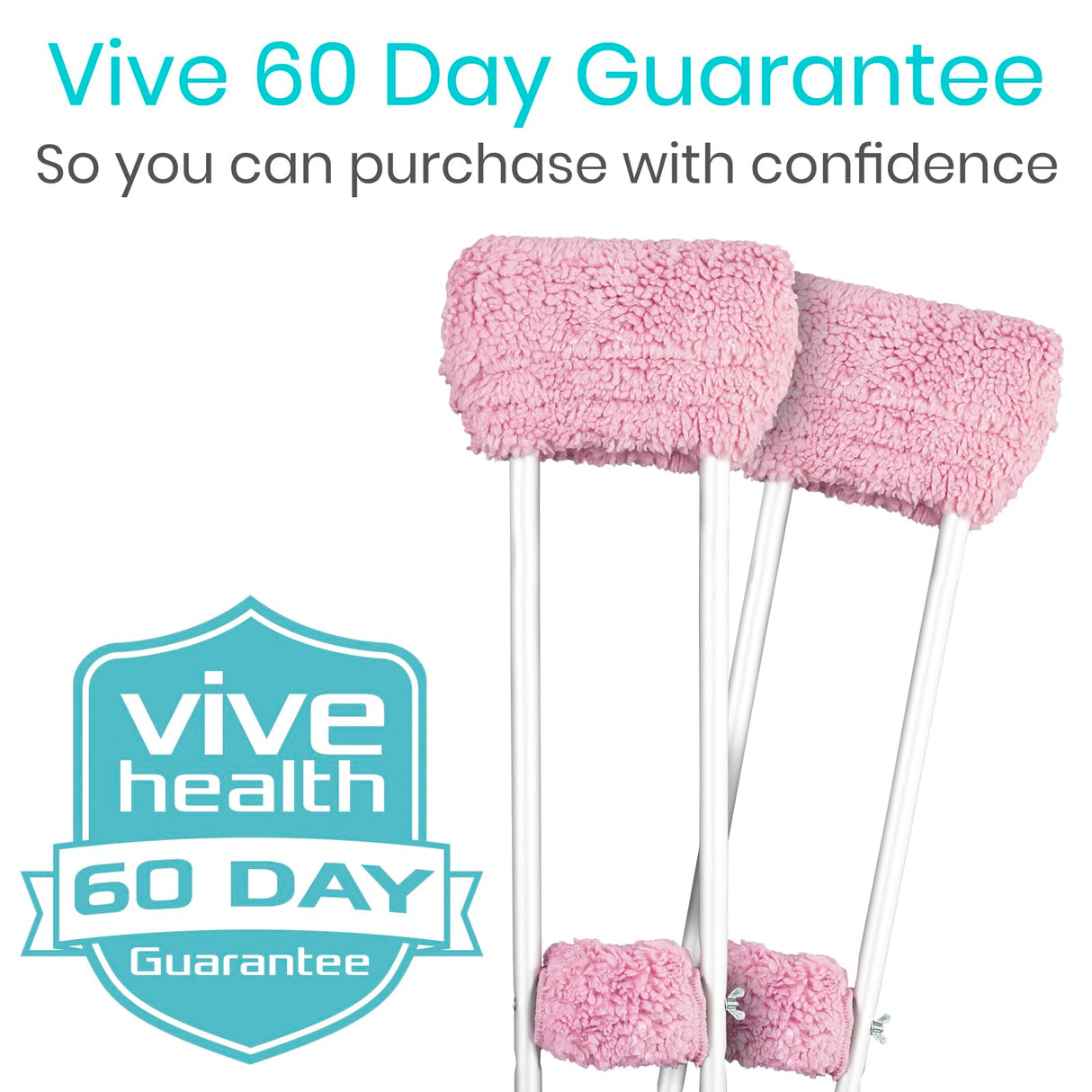 Vive Sheepskin Crutch Pads & Hand Grips - Comfortable, Breathable, Machine Washable Padding for Adults - Premium Accessory Covers for Crutches, Armpits - Latex-Free & Non-Toxic