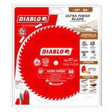 Diablo Ultra Finish Saw Blade for Wood - 10" Diameter, 80 Hi-ATB Teeth, 5/8" Arbor, .098" Kerf, 15° Hook Angle, .071" Plate, 6000 Max RPM - D1080X