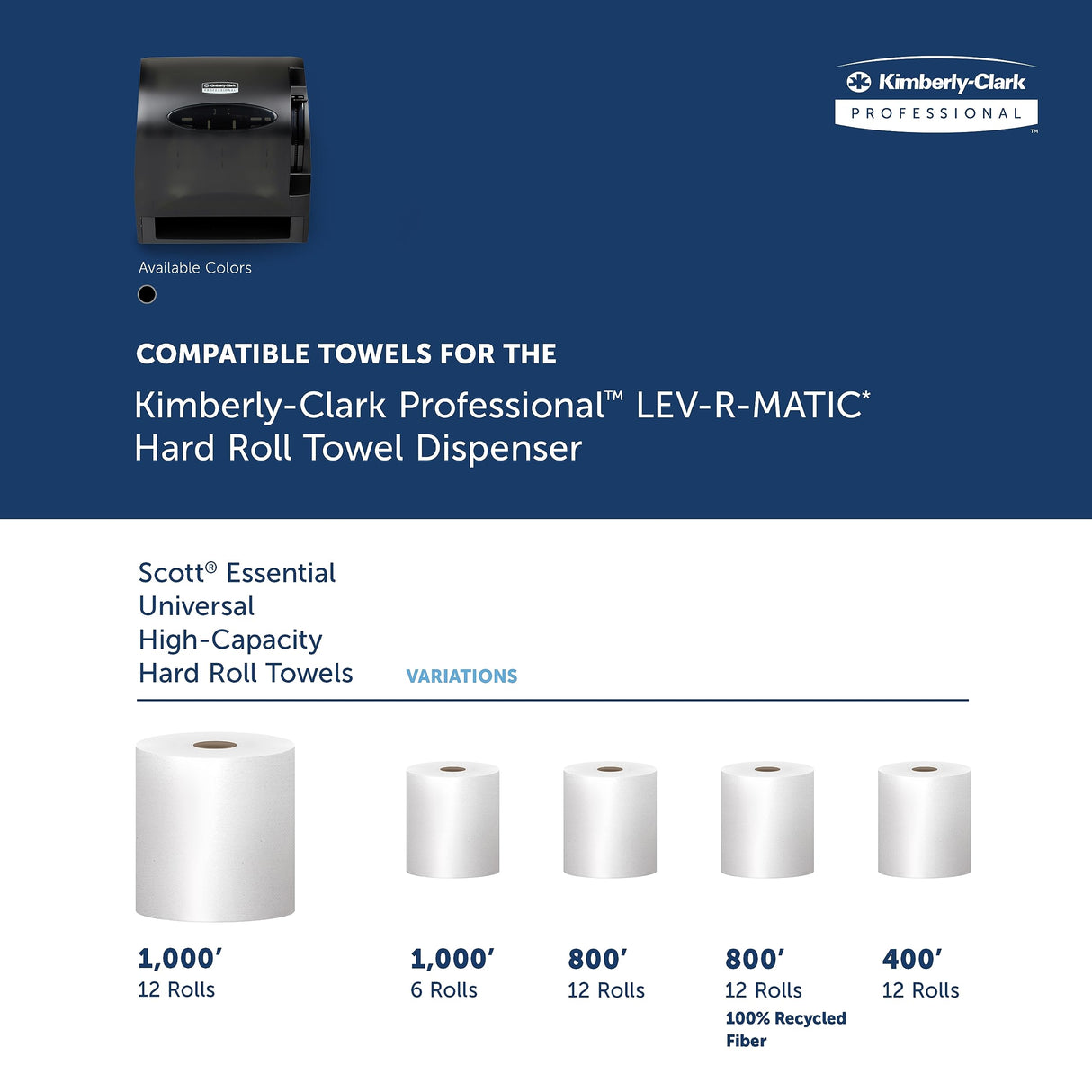 Kimberly Clark Professional Levermatic Roll Paper Towels Dispenser (09765), Manual, Smoke (Black)
