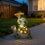 SAMPU CRAFT Solar Powered Turtle & Frog Garden Statue with LED Lights10.8IN
