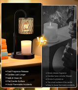 GOIUEDBZ Candle Warmer Lamp Electric Timer: Dimmable Candles Warming Lamps - Height Adjustable Burner Jar - No Flame Scented Melts Wax - All Candle Jars Home Decor Table Light