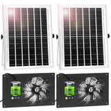 Solar Powered Fan with Battery Run Day/Night, 15W Solar Fan for Chicken Coop with 16.4Ft Cable,3/6H Timer, Waterproof Greenhouse Fans for Shed, Chicken Coop,Ventilation