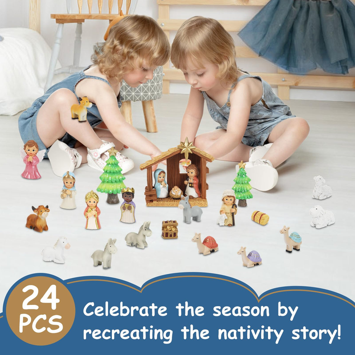 Nativity Advent Calendar 2026 for Kids - 24 Days of little people Christmas Nativity Scene Set for Toddlers, Christmas Countdown Calendar Gifts for Kids Boys Girls Children Toddler Teens Indoor Toy