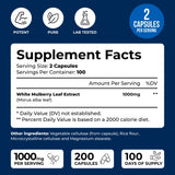 We Like Vitamins White Mulberry 1000mg 200 Vegan Capsules – White Mulberry Leaf Extract Capsules Supplement