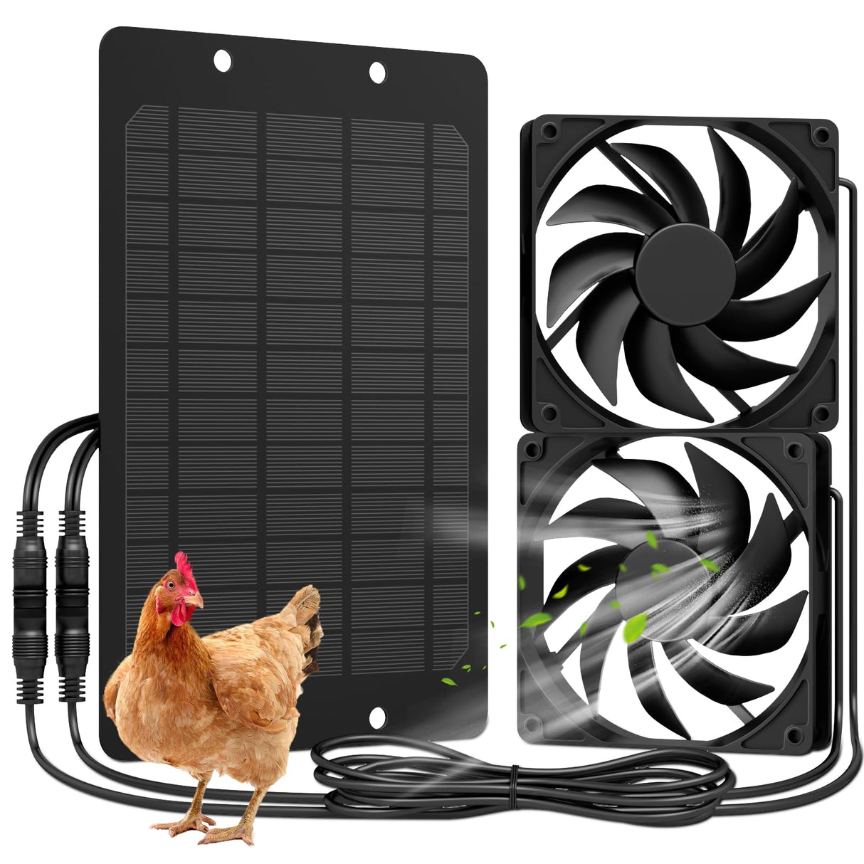 Solar Powered Fan for Outside, IP65 Waterproof Auto On/Off Solar Exhaust Fan Kit wtih 10 Ft Cable for Chicken Coop, Shed, Greenhouse, Pet House Ventilation Accessories