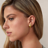 PAVOI Huggie Earrings for Women, 925 Silver, 14K Gold Plated, Two Tone Gold