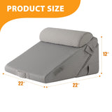 Ruqmuis 3PCS Wedge Pillow Set for After Surgery, Wedge Pillow Headboard, Adjustable 9&12 Inch Bed Pillow Wedge for Sleeping, Acid Reflux, Orthopedic Pillow Wedge for Back Pain Relief, Gerd, Grey