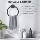 SetSail Towel Holder for Bathroom Wall Matte Black Towel Ring Stainless Steel Heavy Duty Hand Towel Hanger for Bath, Kitchen, 2 Pack